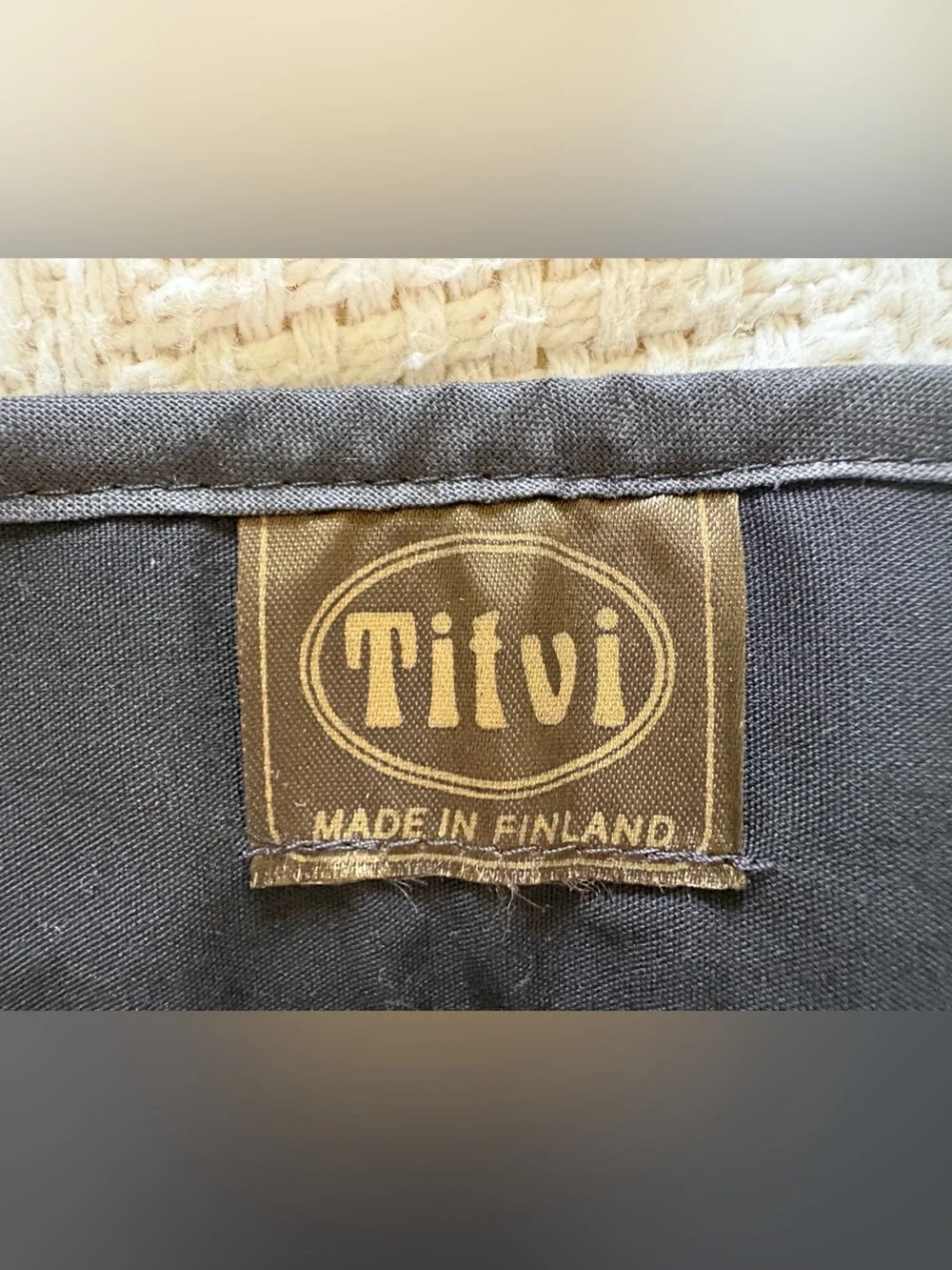 Hand made brown print & black cloth collar and belt set from Finland